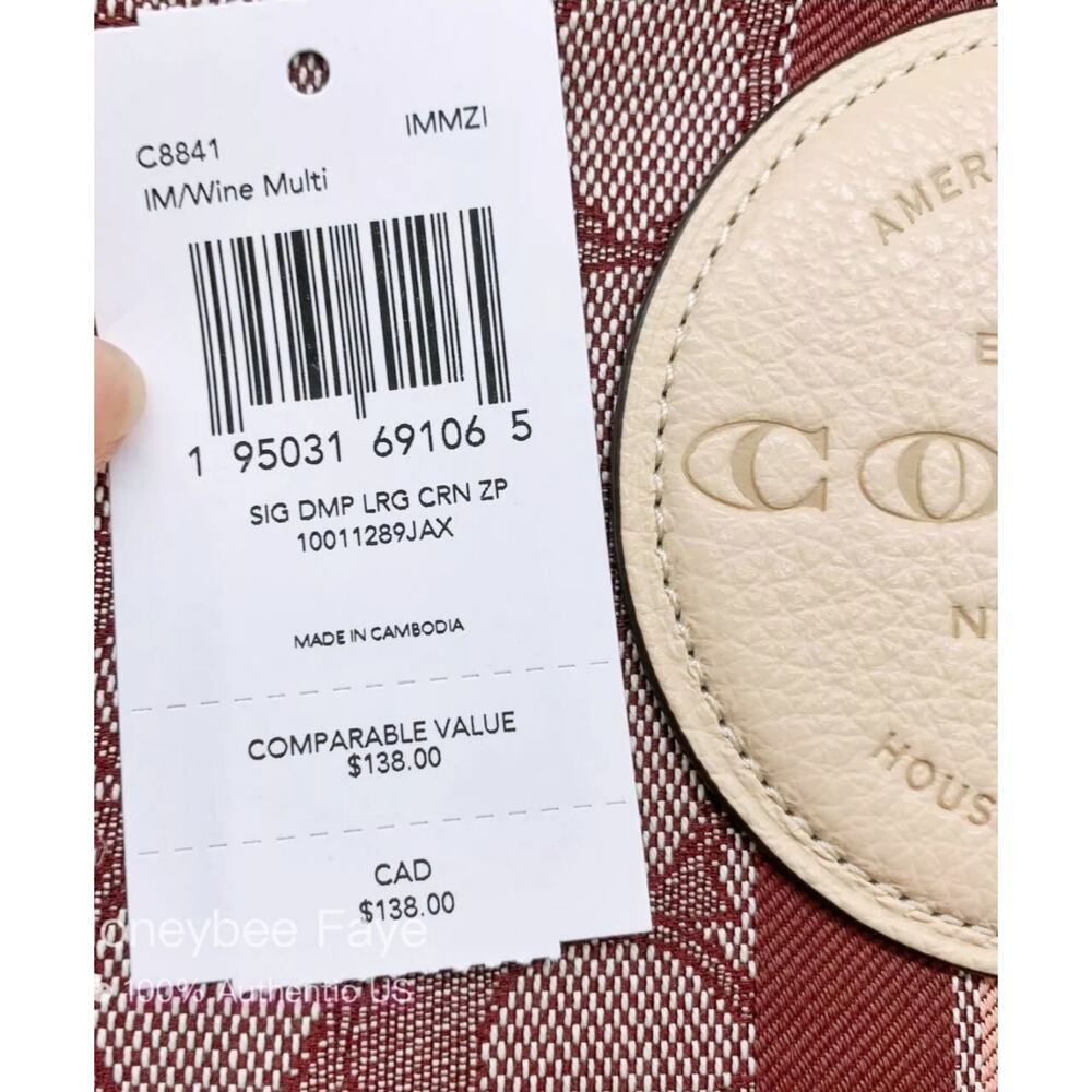 COACH DEMPSEY LARGE CORNER ZIP WRISTLET WALLET SIGNATURE JACQUARD COACH PATCH - Picture 6 of 7